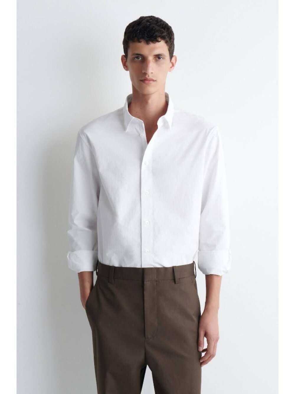 COS RELAXED COTTON-POPLIN SHIRT White Mens Size Small